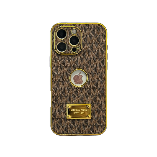 Gold Monogram Signature Canvas Leather Apple iPhone Case
