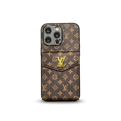 Luxury Card Holder Canvas Leather Apple iPhone Case