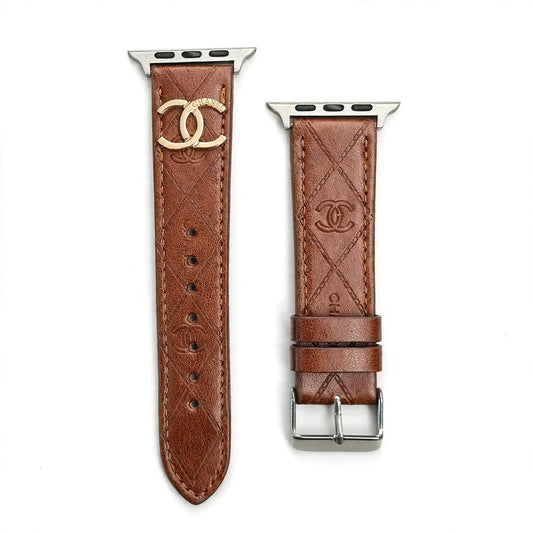 Luxury Gold Monogram 3D Embossed Leather Apple Watch Strap