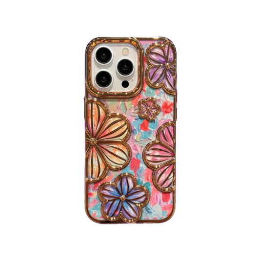 LUXURY PLATING COLOUR FASHION FLOWERS PHONE CASE FOR IPHONE
