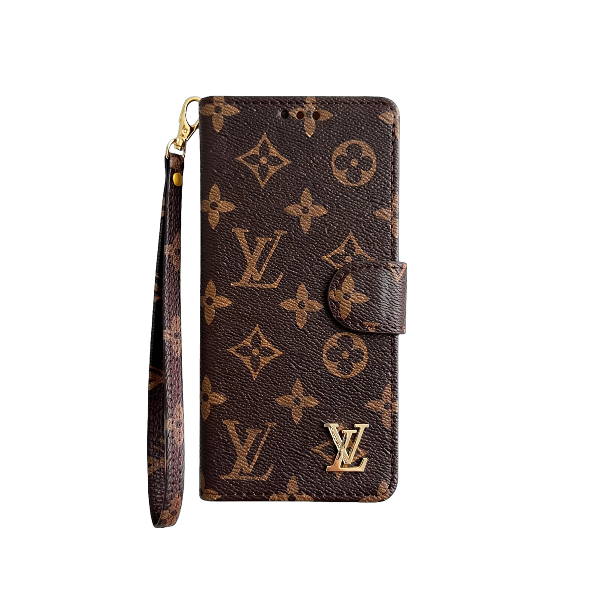 Luxury Monogram Zip Wallet Case with Wristlet for Samsung Galaxy S22-S26 Series