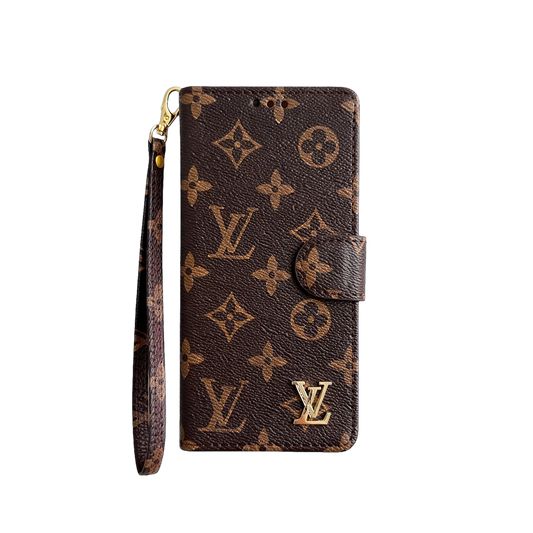 Luxury Monogram Zip Wallet Case with Wristlet for Samsung Galaxy S22-S26 Series
