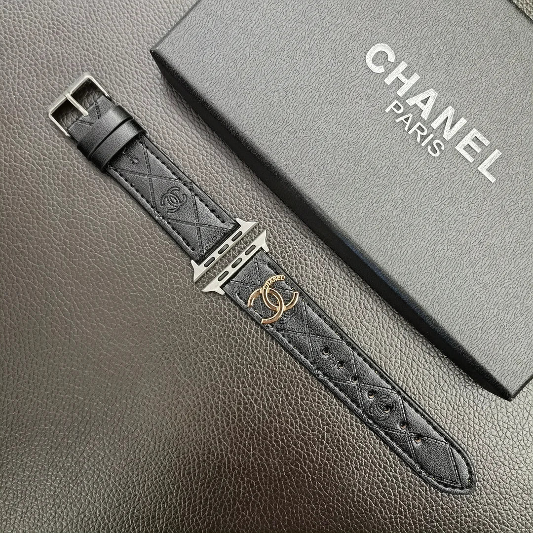 Luxury Gold Monogram 3D Embossed Leather Apple Watch Strap Roxy New