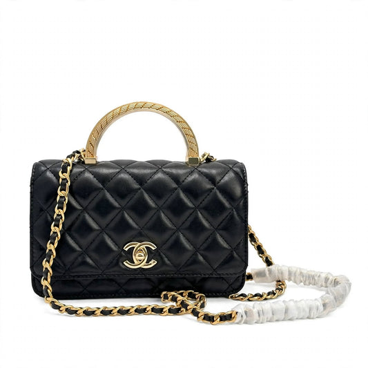 Luxe Quilted Flap Bag with Clear Resin Handle