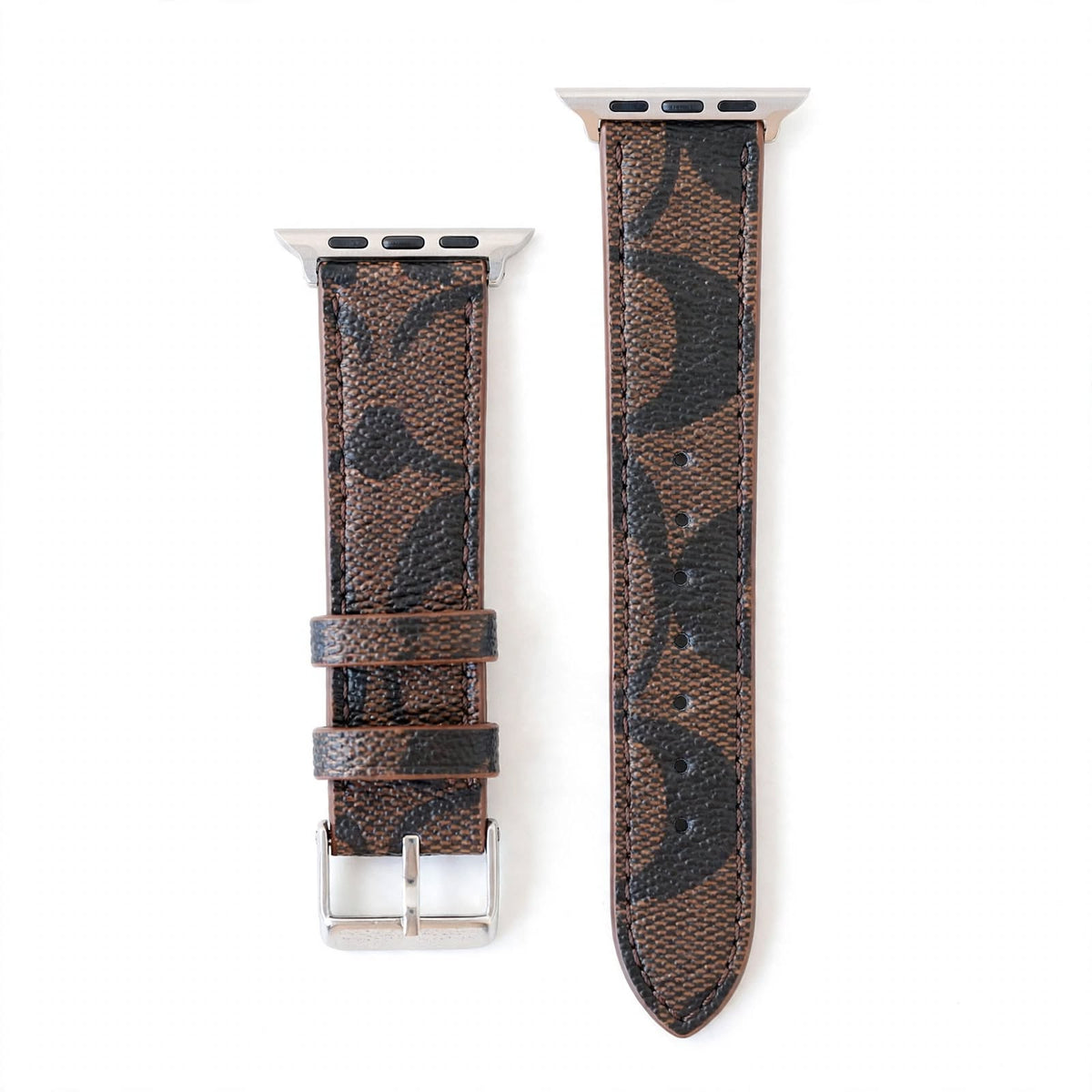 Coach Leather Apple Watch Band Brown Pattern