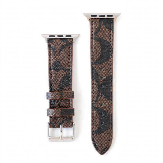 Coach Leather Apple Watch Band Brown Pattern