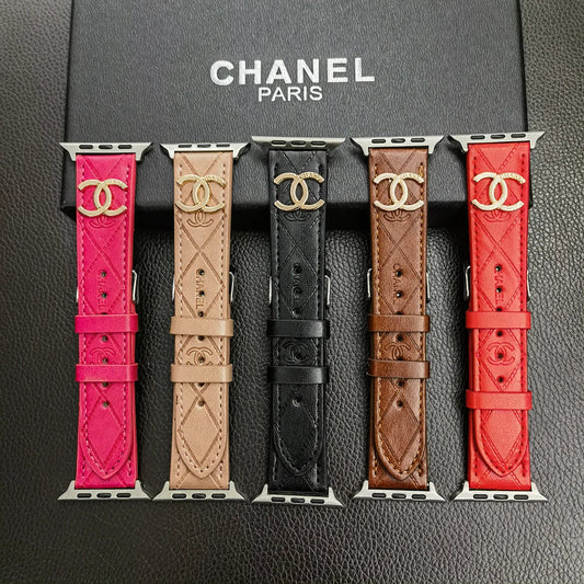 Luxury Gold Monogram 3D Embossed Leather Apple Watch Strap Roxy New