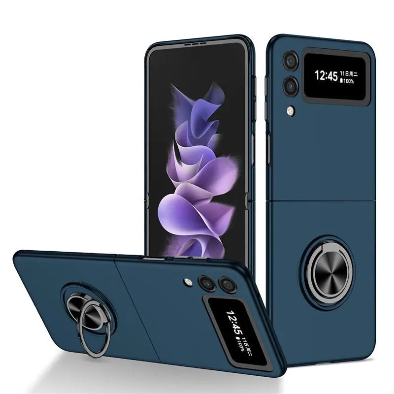 Luxury Phone Case Car Holder Magnetic Case Protection Cover Key Ring For Samsung Galaxy Z Fold 4 / Z Flip 4 - theroxymob