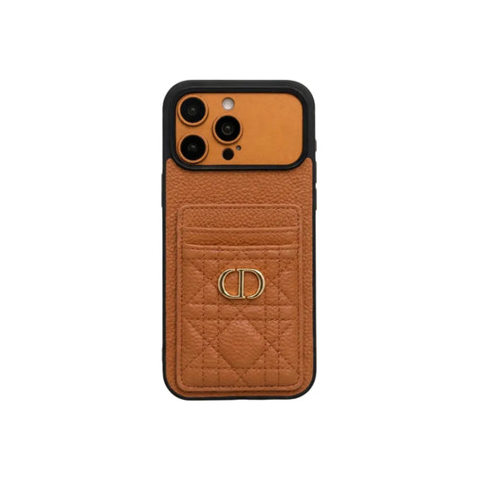 Brown Quilted Dior Wallet Case - iPhone 12-18 Pro & Pro Max