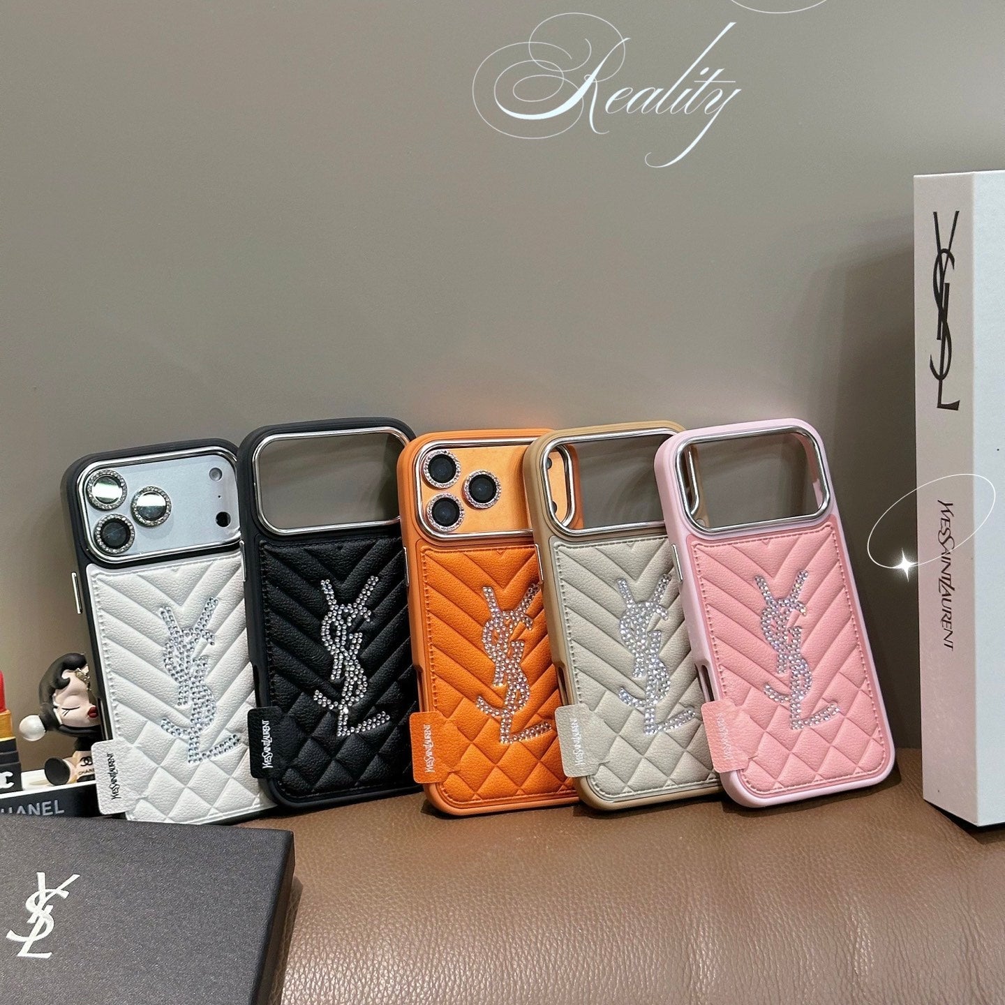Luxury Rhinestone Quilted Leather Phone Case For iPhone 13-17