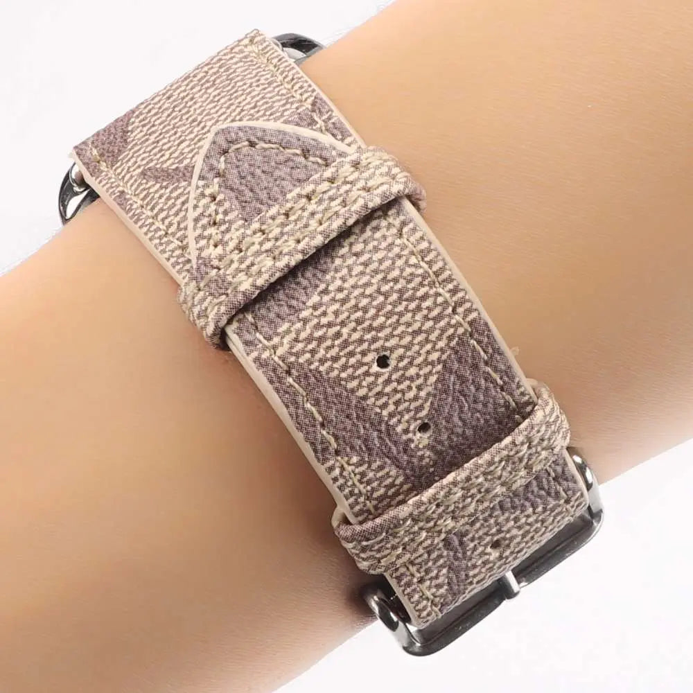 Coach Apple Watch Band Beige Leather