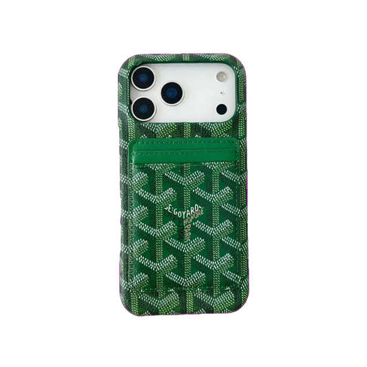 GYD Chevron Pattern MagSafe Card Slot Leather Case Classic Green for iPhone 13-18 Pro & Pro Max