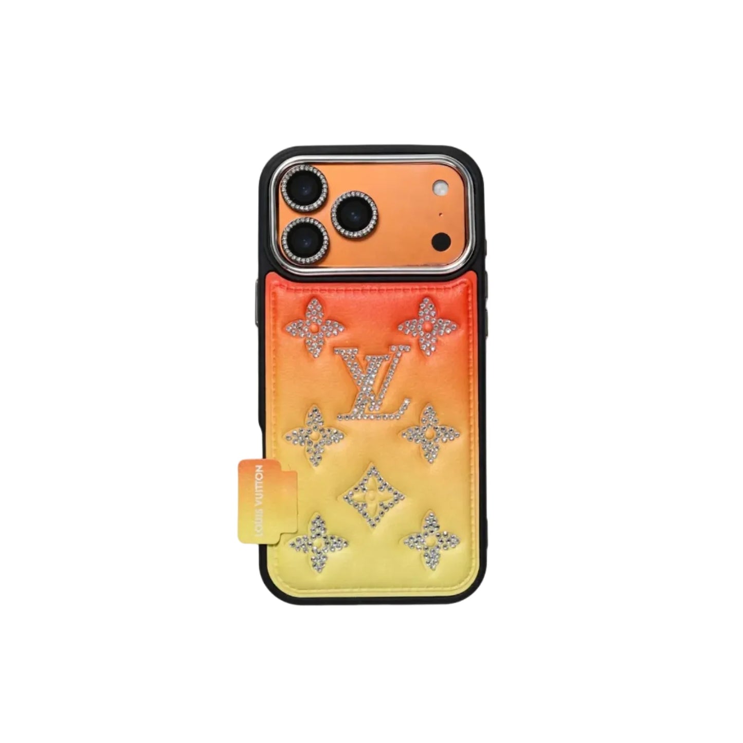 Gradient Crystal Monogram Leather Phone Case For iPhone 13-17