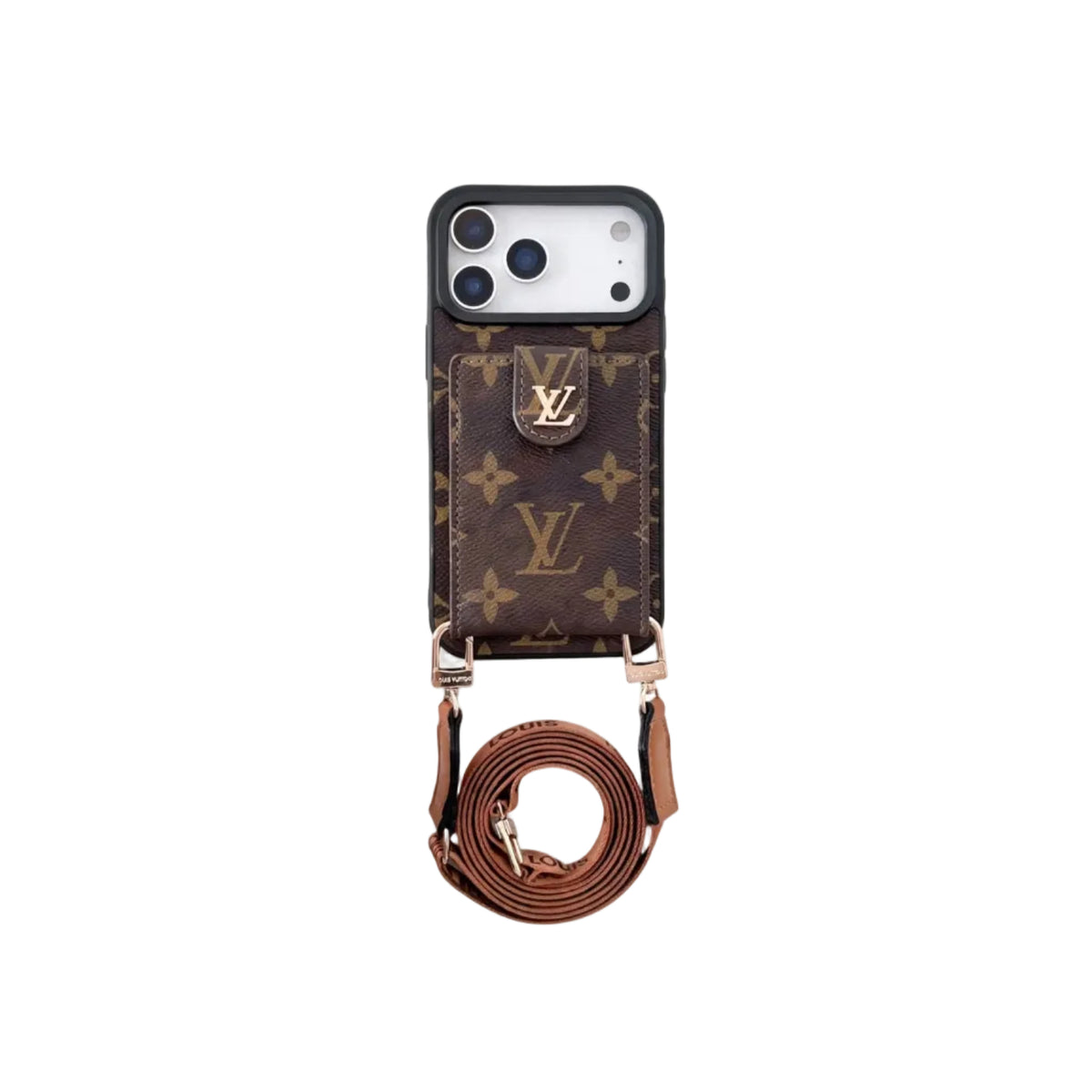 Lv Leather Card Holder Case Crossbody for iPhone 12-18 Pro & Pro Max