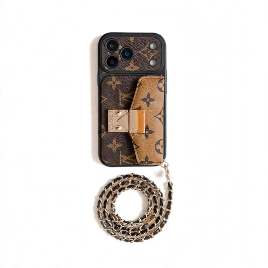 Luxury Monogram Crossbody Phone Bag for iPhone 13-18 Pro & Pro Max