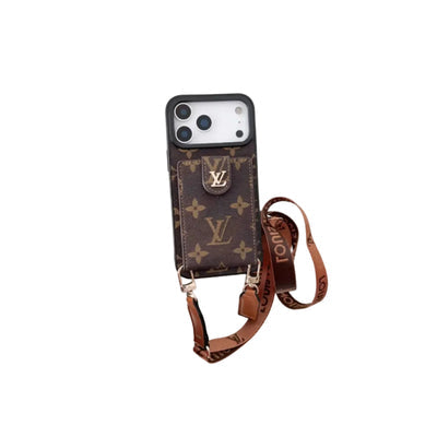 Lv Leather Card Holder Case Crossbody for iPhone 12-17 Series