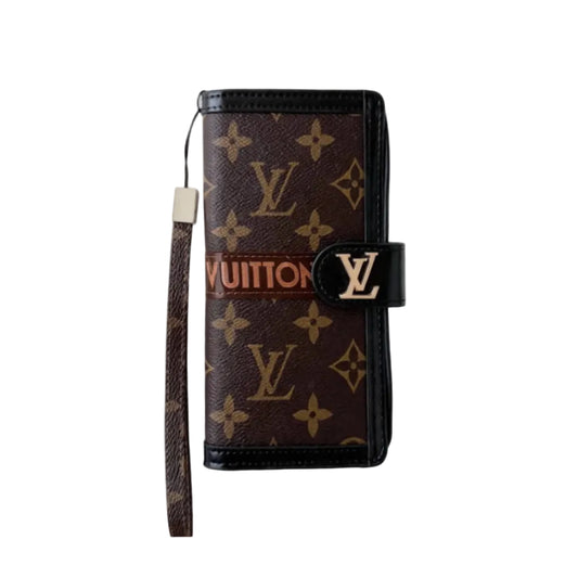 Premium Leather Monogram Wallet Card Holder Case for Samsung Galaxy S22-S26 Series