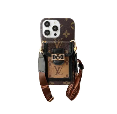 Luxury DAUPHINE LEATHER MONOGRAM CROSSBODY IPHONE CASE