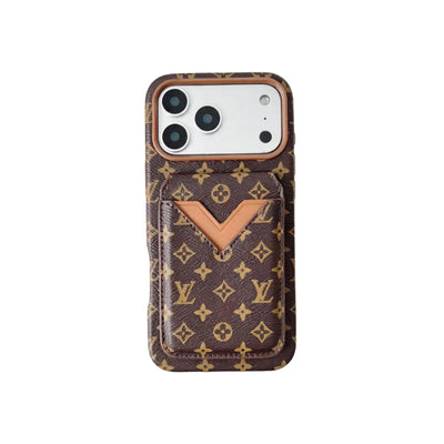 Lv Leather Card Holder Phone Case For iPhone 13-17