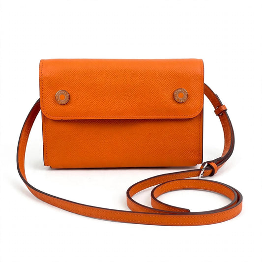 Luxury Hermes Calfskin Leather Crossbody Snap Bag