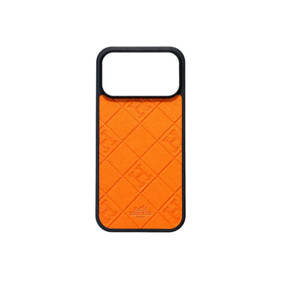 Stamped Leather H Phone Case  For iPhone 17 / 16 / 15 / 14