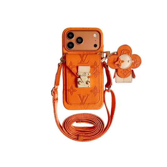 Luxury Monogram Crossbody iPhone Case with Detachable Wallet for iPhone 12-18 Pro & Pro Max