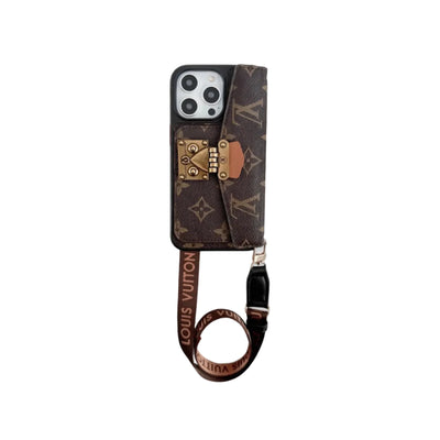 LUXURY LOCK CARD BAG CROSSBODY CHAIN IPHONE CASE