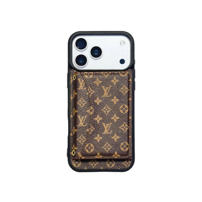 Luxury Card Holder Wallet LV Style Phone Case for iPhone 12-17 Series