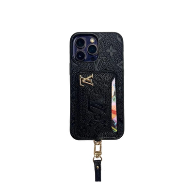 Luxe Card Holder Strap Case – Inspired Elegance for iPhone