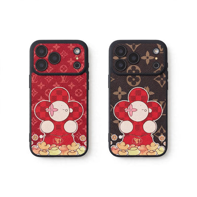 Luxury Monogram Floral Mascot Phone Case for iPhone 13-17