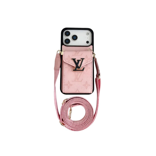 LV Luxury Phone Case with Card Holder For iPhone 12-18 Pro & Pro Max