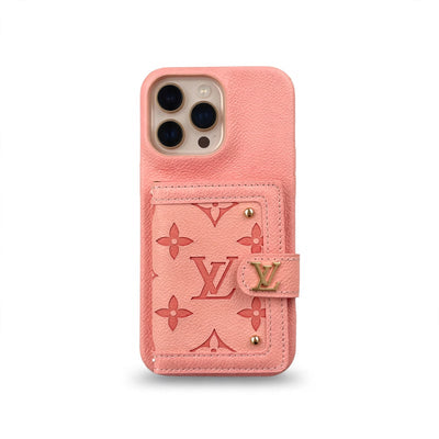 LV Luxury Leather Card Holder Phone Case for iPhone 17 / 16 / 15 / 14