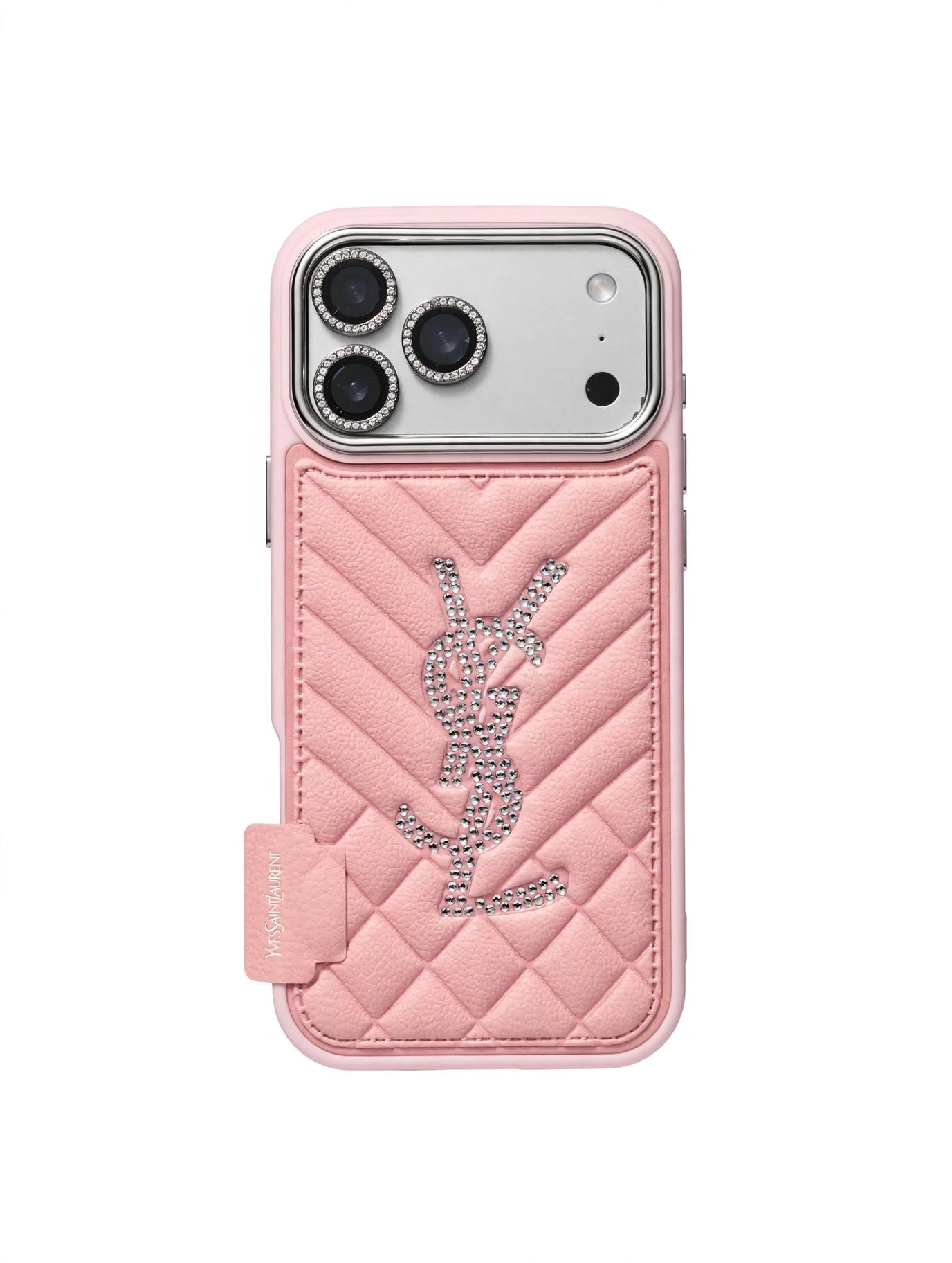Luxury Rhinestone Quilted Leather Phone Case For iPhone 13-17