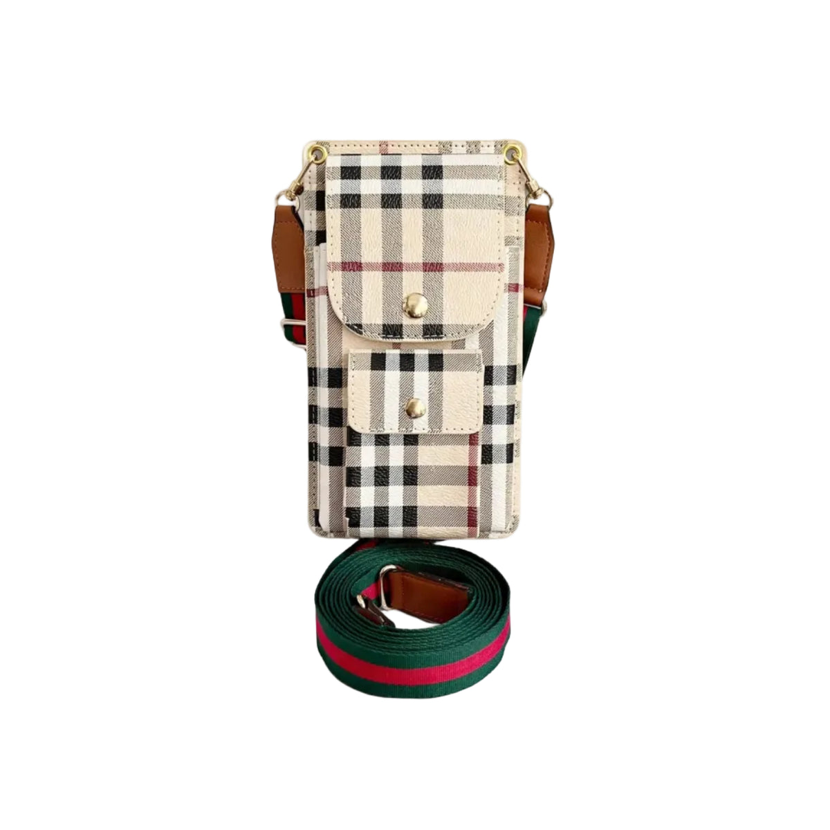 Luxury Burberry Monogram Multi-Pocket Crossbody Phone Bag