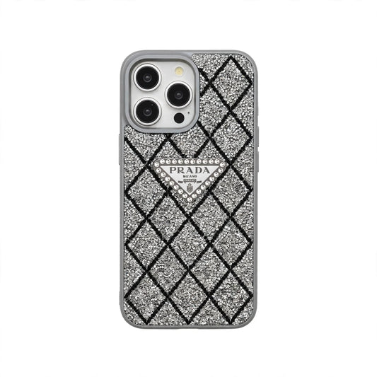 Prada Phone Case with Sparkling Rhinestones For iPhone 17/ 16 / 15 / 14