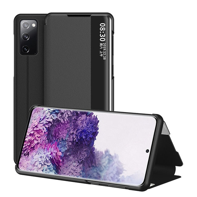 Smart View Flip Case Leather Auto Sleep For Samsung S21 Series - theroxymob