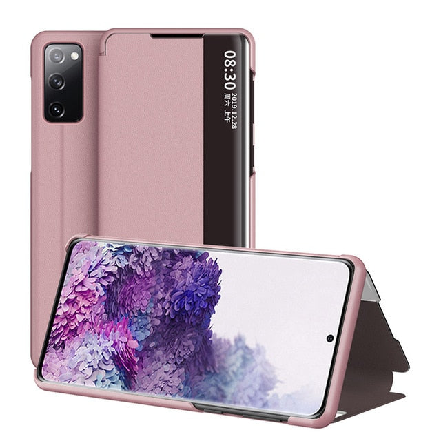 Smart View Flip Case Leather Auto Sleep For Samsung S21 Series - theroxymob