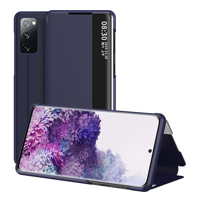 Smart View Flip Case Leather Auto Sleep For Samsung S21 Series - theroxymob