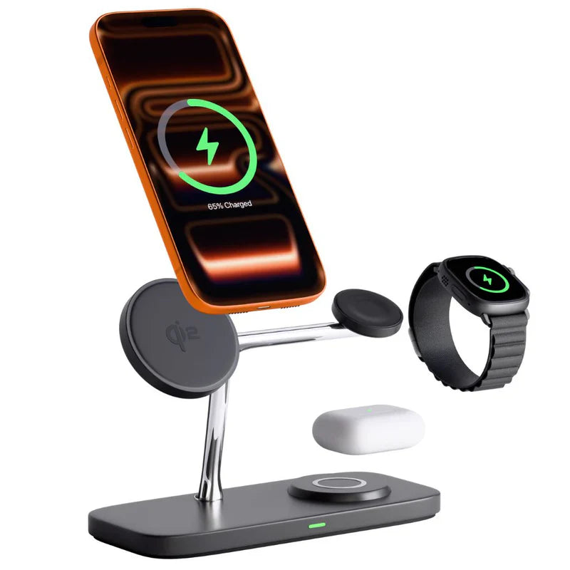 Elegant 3-in-1 Magnetic T-Bar Wireless Charging Dock For Apple