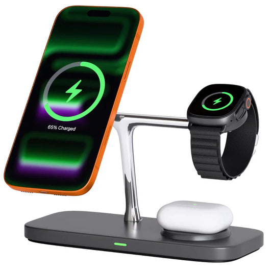 Elegant 3-in-1 Magnetic T-Bar Wireless Charging Dock For Apple