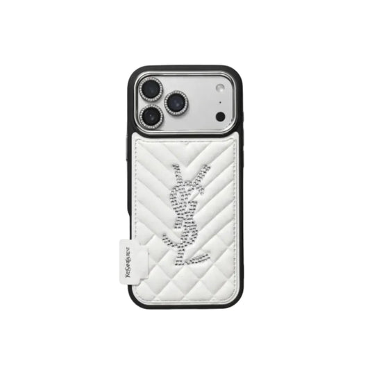Luxury Rhinestone Quilted Leather Phone Case For iPhone 13-17
