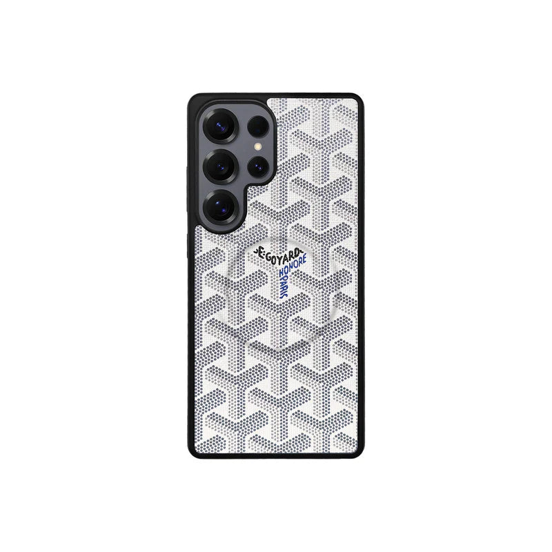 Premium White GYD-Style Pattern with Magsafe Option for Samsung S22-S26 Series