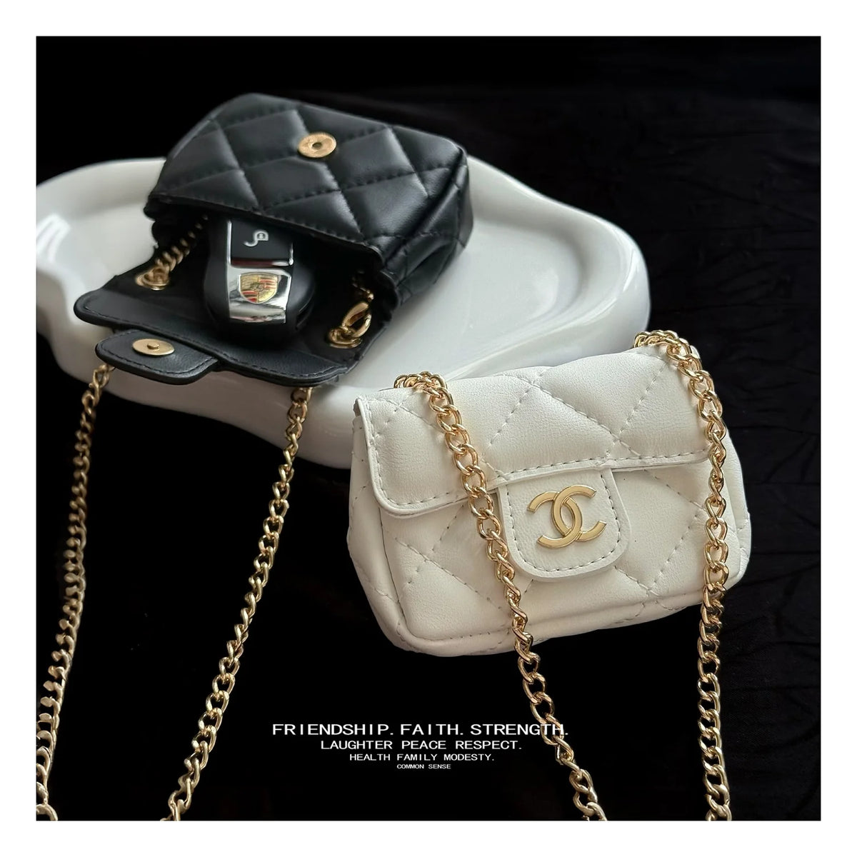 Elegant Leather Chanel AirPods Cases Black