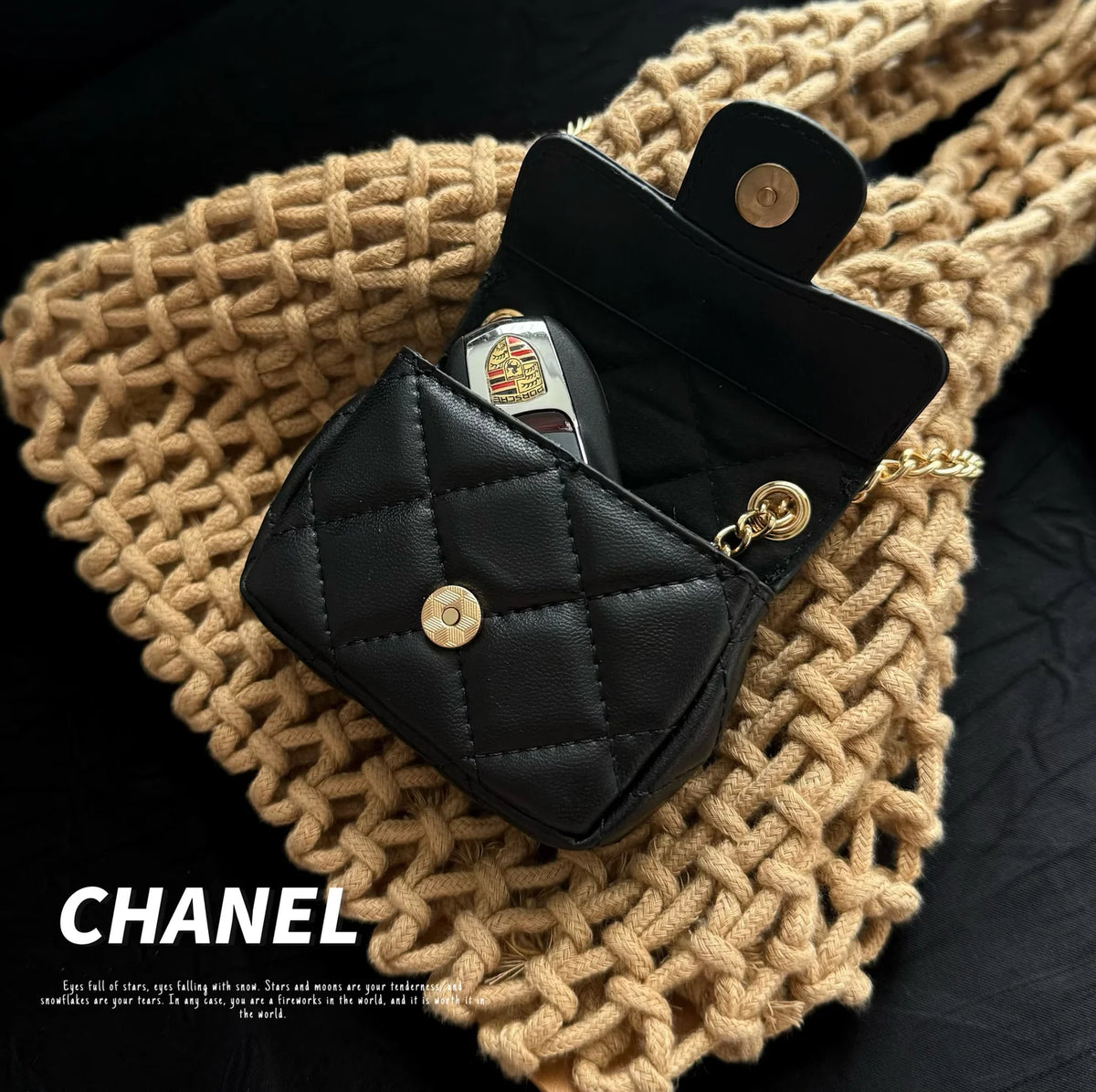 Elegant Leather Chanel AirPods Cases Black